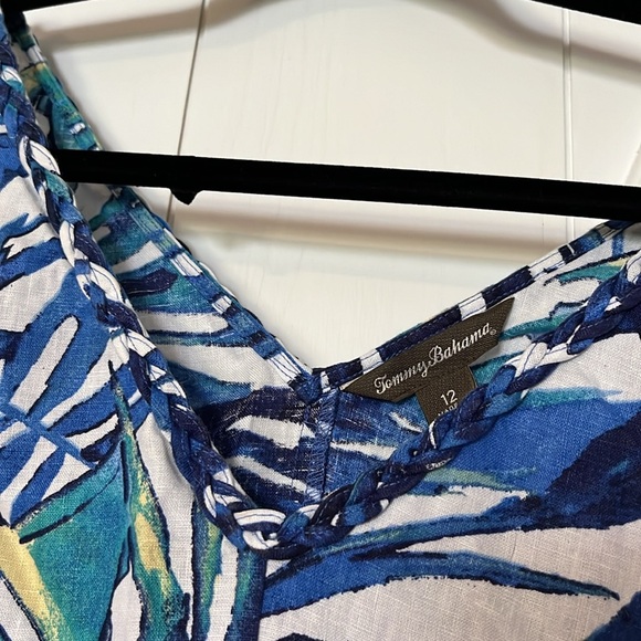 Tommy Bahama linen tropical print dress-perfect for vaca! Sz 12 🏝️Flattering!☀️ - Picture 6 of 8